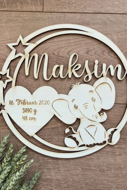 Wandbild Elefant Personalisierbares Geschenk Laserdesign